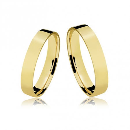 Alianças Casamento Ouro Amarelo Quadradas Polidas 4mm 5g