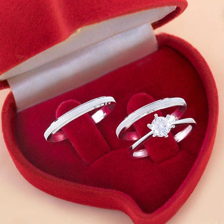 Kit Alianças Namoro Prata 2,5mm + Anel Prata Affection