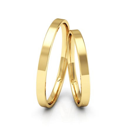 Alianças Casamento Linha Classic Ouro 2mm Quadrada Polida