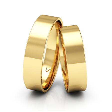 Alianças Casamento Linha Classic Ouro 5mm Quadrada Polida