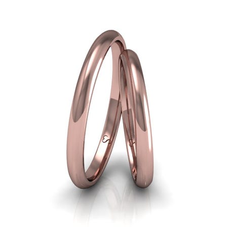Alianças Casamento Linha Classic Ouro Rosê 2mm Abaulada Polida