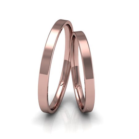 Alianças Casamento Linha Classic Ouro Rosê 2mm Quadrada Polida
