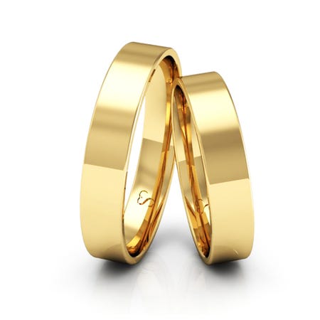 Alianças Casamento Linha Classic Ouro 4mm Quadrada Polida