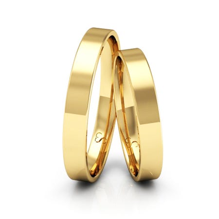 Alianças Casamento Linha Classic Ouro 3mm Quadrada Polida
